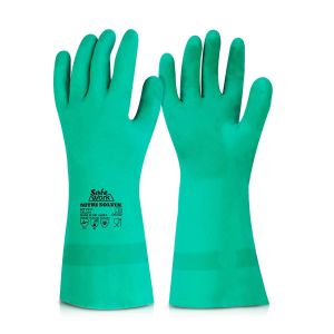 Guante de nitrilo verde 9 L 13" Safe work