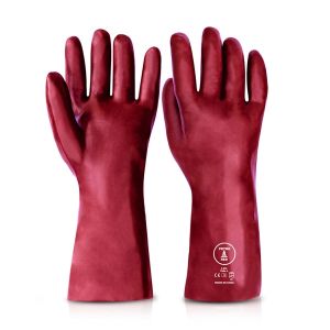 Guante PVC rojo para ácidos petro red 14" Produsca